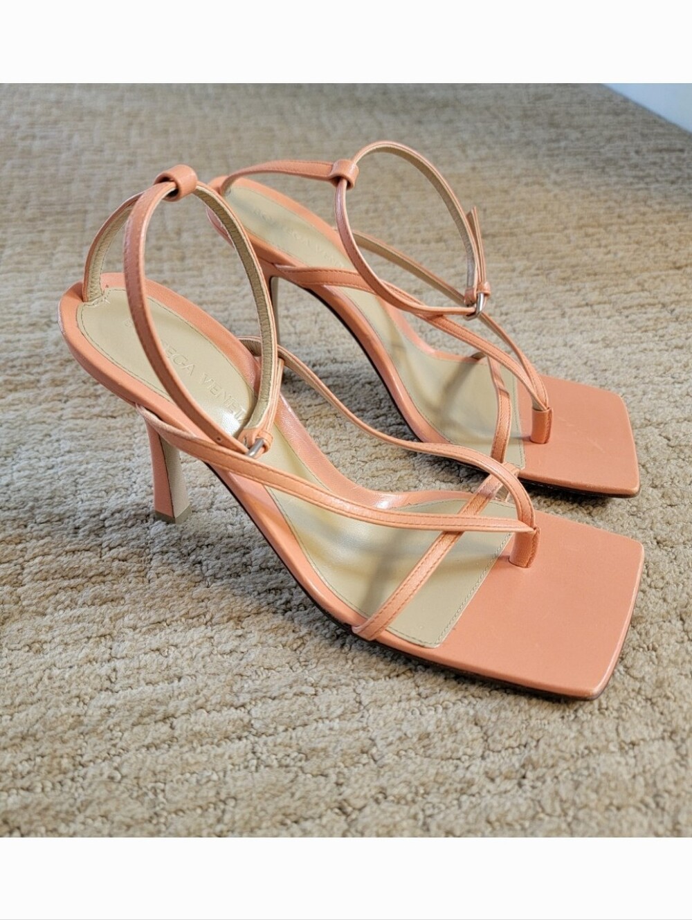 Bottega Veneta Heeled Ankle Strap Sandals In Papaya, Size 37